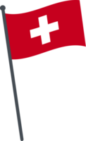 Switzerland flag waving on pole. national flag pole transparent. png