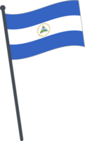 Nicaragua flag waving on pole. national flag pole transparent. png