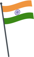 Indien Flagge winken auf Pole. National Flagge Pole transparent. png