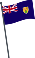 turcos e Caicos bandeira acenando em pólo. nacional bandeira pólo transparente. png