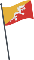 Bután bandera ondulación en polo. nacional bandera polo transparente. png