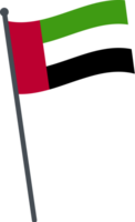 United Arab Emirates flag waving on pole. national flag pole transparent. png