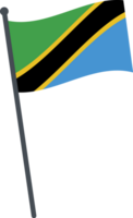 Tanzania flag waving on pole. national flag pole transparent. png