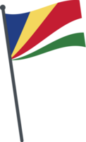 Seychellen Flagge winken auf Pole. National Flagge Pole transparent. png