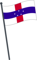 Netherlands Antilles flag waving on pole. national flag pole transparent. png