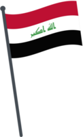 Iraq flag waving on pole. national flag pole transparent. png