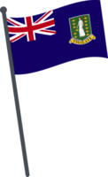 Jungfrau Inseln Flagge winken auf Pole. National Flagge Pole transparent. png