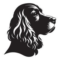 Cocker Spaniel - A Thoughtful Cocker Spaniel face illustration in black and white vector