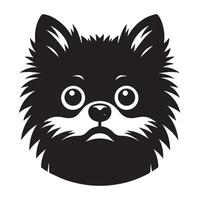 Dog Face illustration - An anxious Pomeranian dog face Logo concept design vector