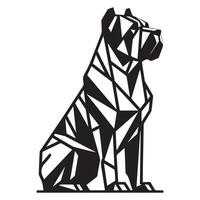 Polygonal Dog Outline - Geometric Cane Corso Dog illustration in black and white vector