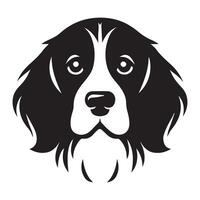 ilustración de un amoroso Inglés saltador spaniel perro cara en negro y blanco vector