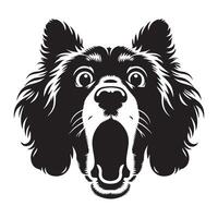 cocker spaniel - un sorprendido cocker spaniel cara ilustración en negro y blanco vector