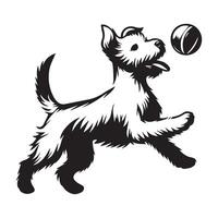 Westie Dog - West Highland White Terrier Fetching Ball illustration vector