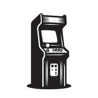 black and white silhouette illustration of a vintage arcade vector