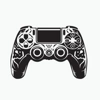 Artistic rendition of a game controller illustration in black and white vector