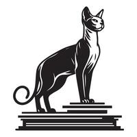 ilustración de un orgulloso sphynx gato en pie en negro y blanco vector