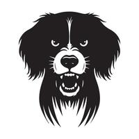 illustration of a Angry English Springer Spaniel dog face in black and white vector