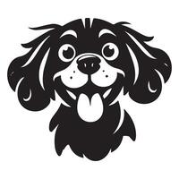 cocker spaniel - un juguetón cocker spaniel cara ilustración en negro y blanco vector