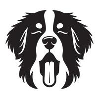 Dog - A Sleepy Bernese Mountain Dog face illustration in black and white vector