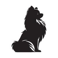 illustration of A regal Pomeranian Dog in black and white vector