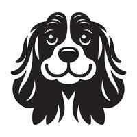 Cocker Spaniel - A Amused Cocker Spaniel face illustration in black and white vector