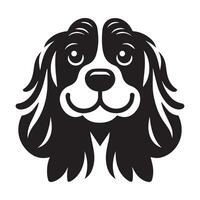 cocker spaniel - un divertido cocker spaniel cara ilustración en negro y blanco vector