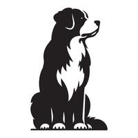 Dog - A Protective Bernese Mountain Dog face illustration in black and white vector