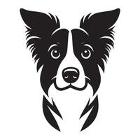 Dog - A Curious Border Collie dog face illustration in black and white vector