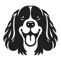 cocker spaniel - un contento cocker spaniel cara ilustración en negro y blanco vector