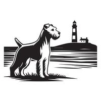 West Highland White Terrier Observing illustration in black and white vector