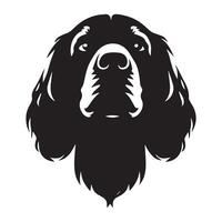 cocker spaniel - un confidente cocker spaniel cara ilustración en negro y blanco vector