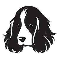 cocker spaniel - un triste cocker spaniel cara ilustración en negro y blanco vector