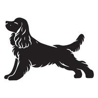 Dog - Cocker Spaniel Stretching illustration in black and white vector