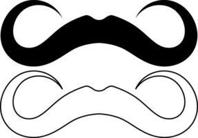 outline silhouette Handlebar moustache icon set vector