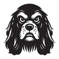 cocker spaniel - un enojado cocker spaniel cara ilustración en negro y blanco vector