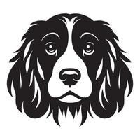 cocker spaniel - un amoroso cocker spaniel cara ilustración en negro y blanco vector