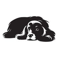 cocker spaniel - un relajado cocker spaniel cara ilustración en negro y blanco vector