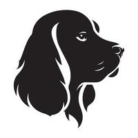 Cocker Spaniel - A Stern Cocker Spaniel face illustration in black and white vector