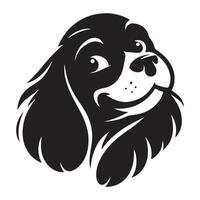 cocker spaniel - un dañoso cocker spaniel cara ilustración en negro y blanco vector