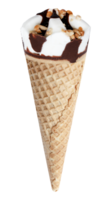 Chocolate ice cream in waffle cone png