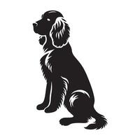 Dog - A Cocker Spaniel Patiently waiting on the stairs illustration vector