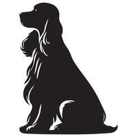 perro - cocker spaniel observando ilustración en negro y blanco vector