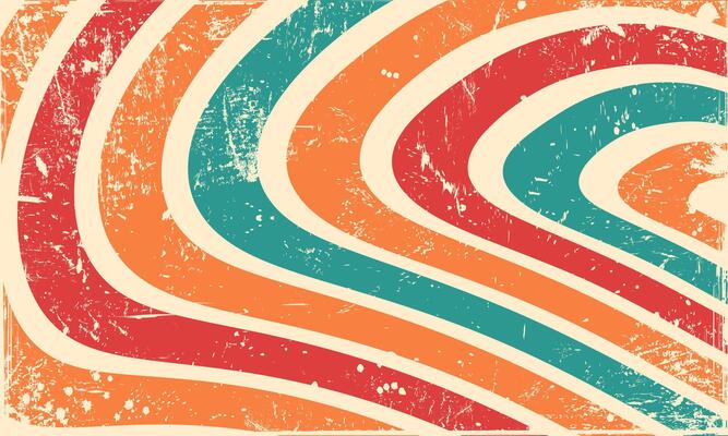 Retro 60s 70s Abstract Liquid Lines Pattern Scratched Wallpaper