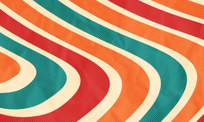Abstract Vintage Retro 60s 70s Aesthetic Wave Shapes Pattern Background Dotted Color Halftone Print Texture