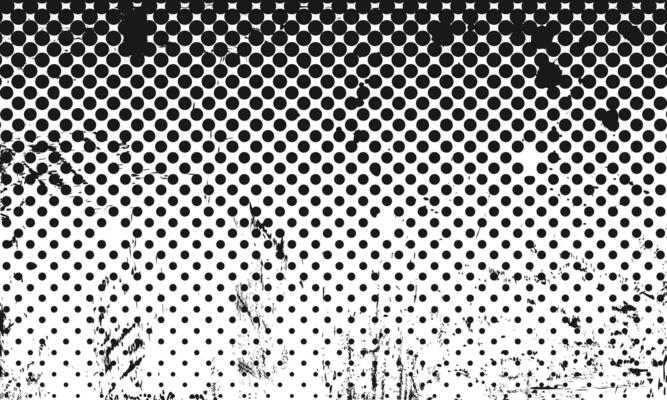 Rough Grunge Gritty Halftone Pattern Dots with Transparent Background Distressed Spilled Ink Overlay Design