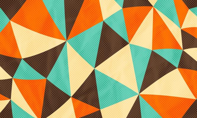 Abstract Vintage Retro 60s 70s Aesthetic Geometric Shapes Pattern Background Dotted Color Halftone Print Texture