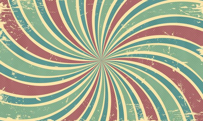 Retro Curved Sunburst Pattern Scratched Grain Wallpaper
