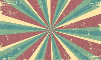 Retro Scratched Grain Sunburst Wallpaper vector