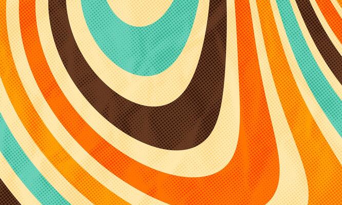 Abstract Vintage Retro 60s 70s Aesthetic Dotted Color Halftone Print Pattern Wavy Shapes Background