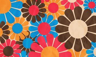 resumen Clásico retro 60s 70s estético flor modelo verano antecedentes punteado color trama de semitonos impresión textura vector